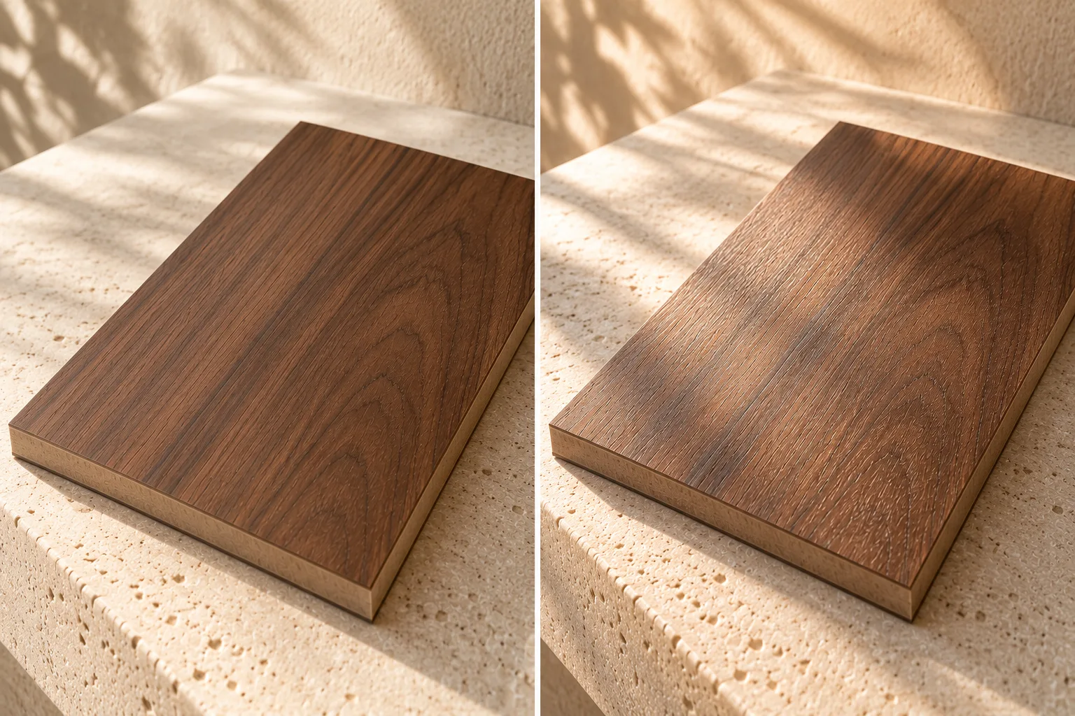 Realistic material study showing a finish under broad daylight and angled light